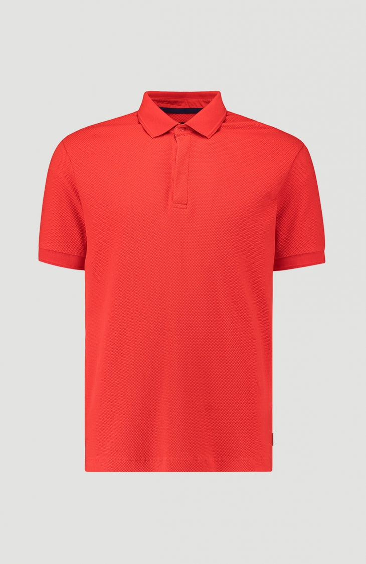 Hybrid Waffle Polo Shirt | Fiery Red -A