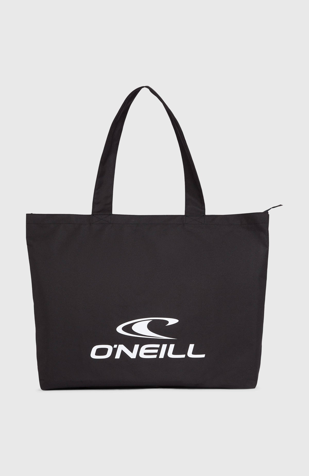 O'Neill Coastal Tote Bag für Damen, schwarz mit Logo-Print in Weiß, freigestellt von vorne