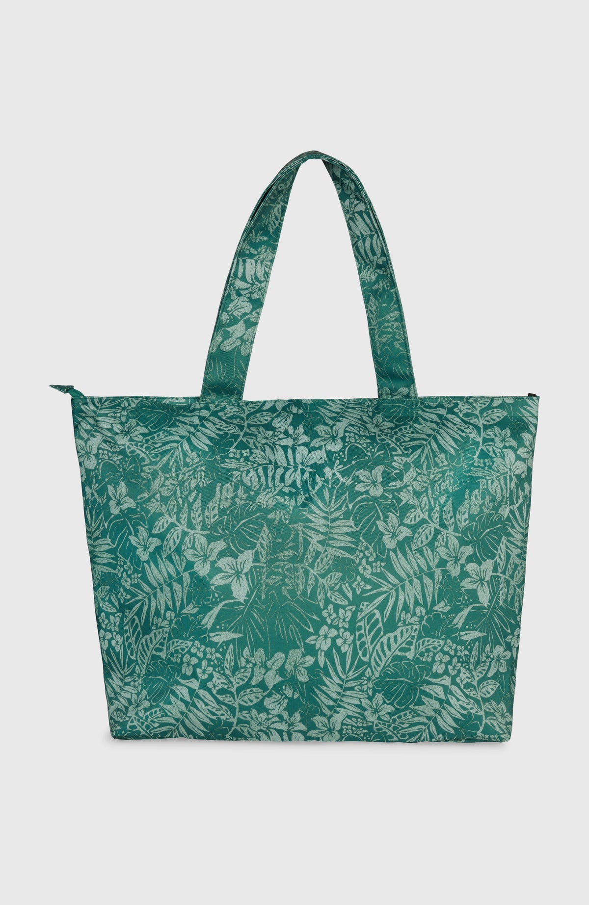Coastal Print Tote Bag Tasche für Damen, grün mit Pflanzenmuster in Hellgrün, freigestellt von hinten