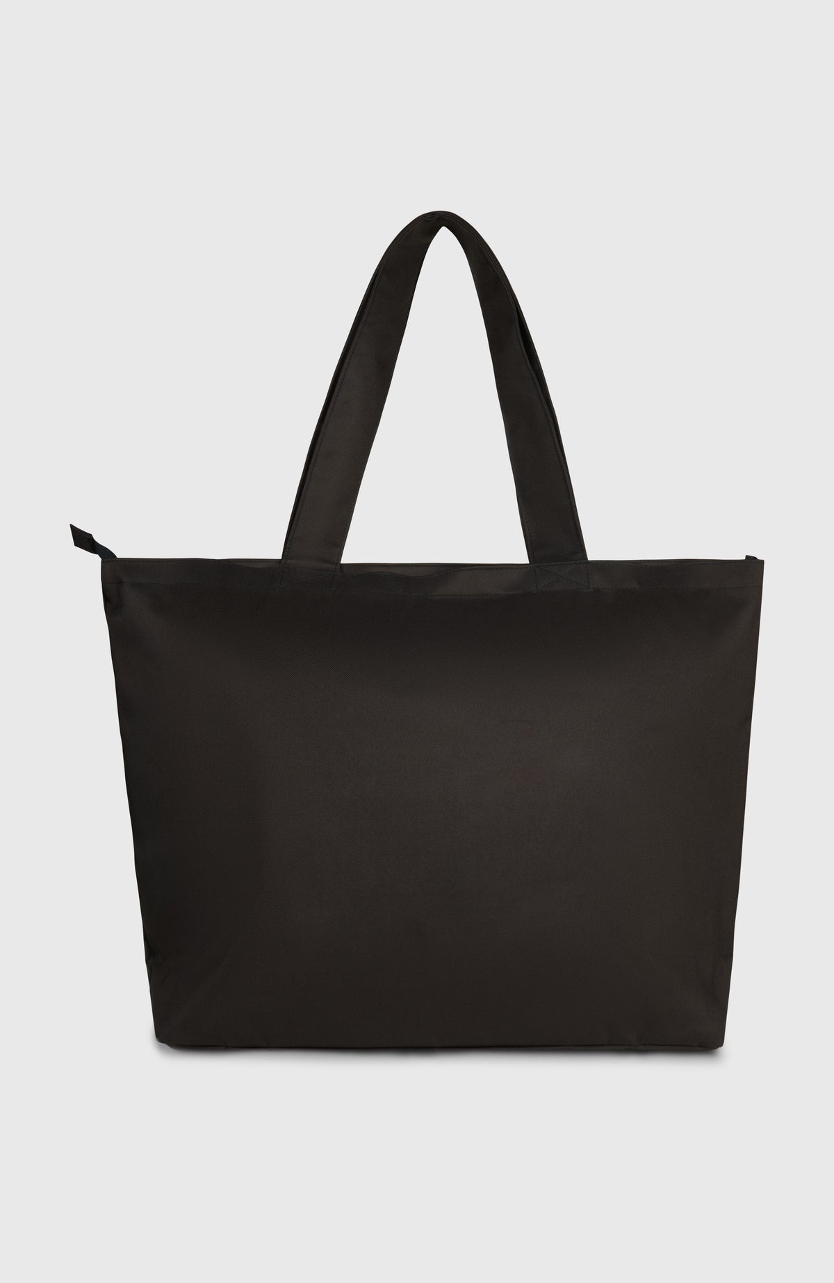Coastal Tote Bag Tasche für Damen, schwarz, freigestellt in der Rückansicht, Reißverschluss an der Öffnung