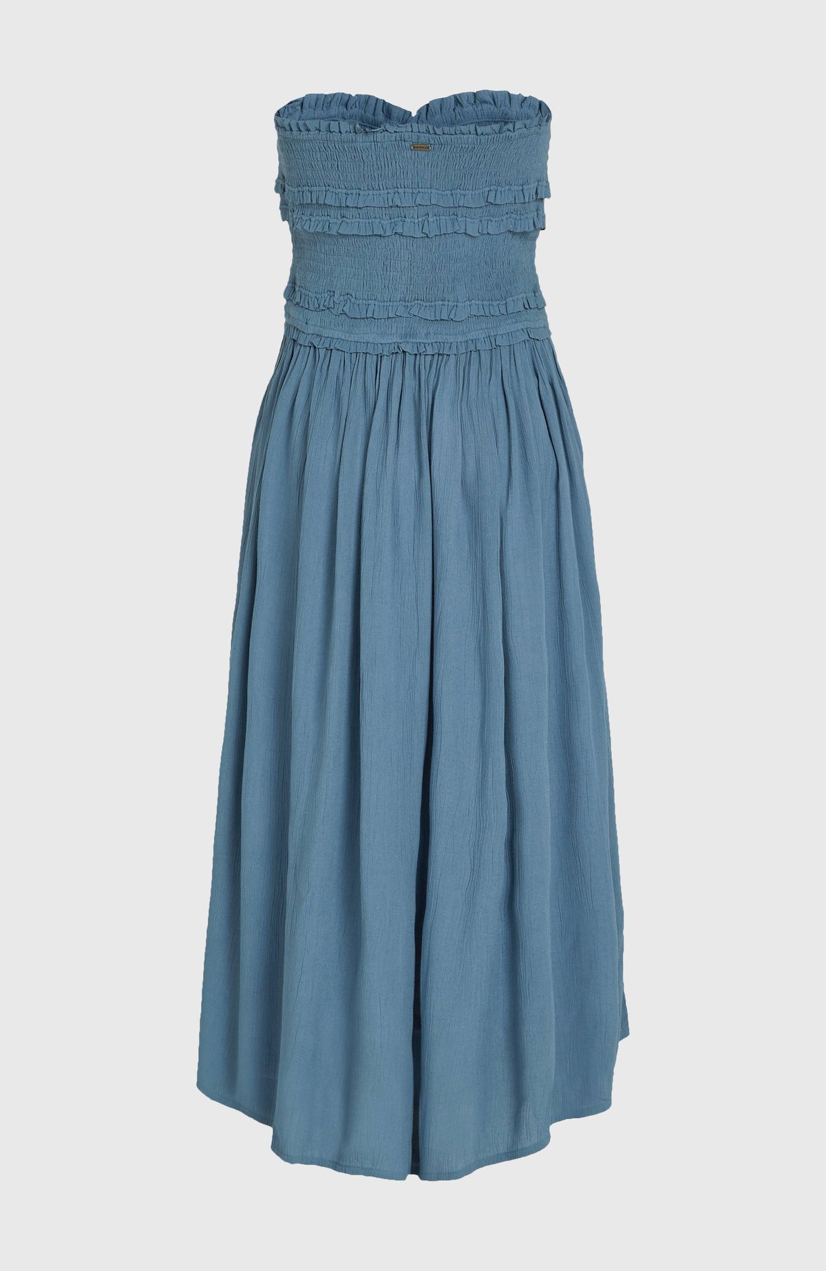 Devyn Midikleid für Damen, blau, freigestellt von hinten mit dezentem Metall-Logo