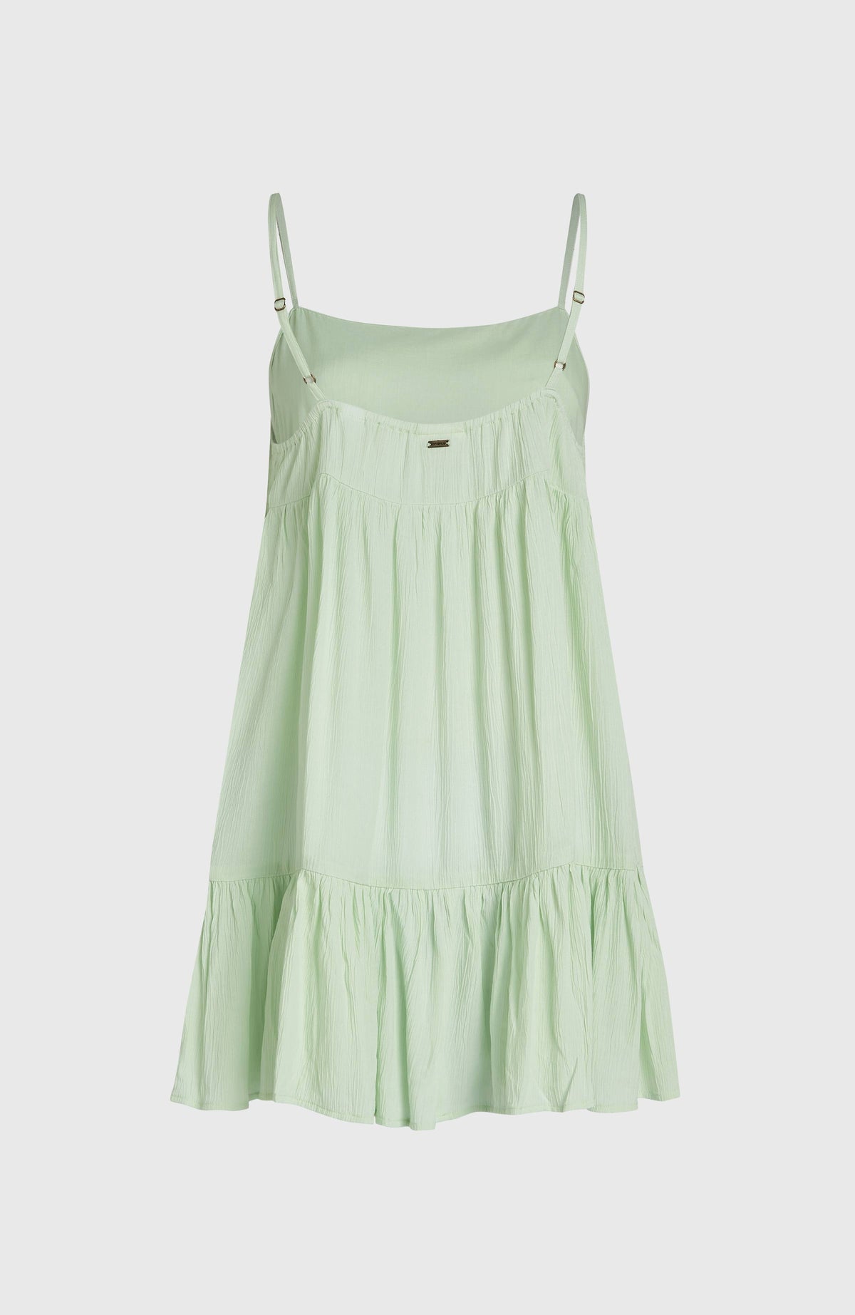 Grünes Rilee Kurzkleid für Damen, freigestellt von hinten mit verstellbaren Spaghettiträgern