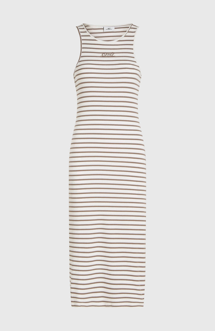 Jess Midi-Rippkleid | White Yarn Dye Stripe