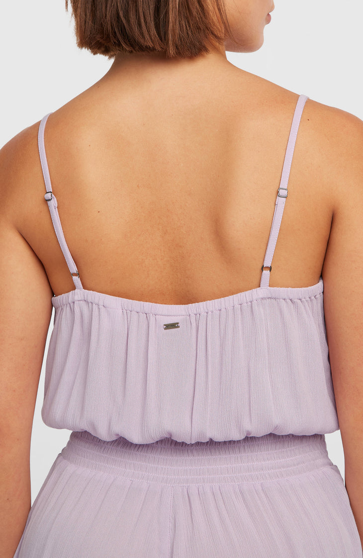Romper mit Knöpfen und schmalen Trägern | Pale Lavender