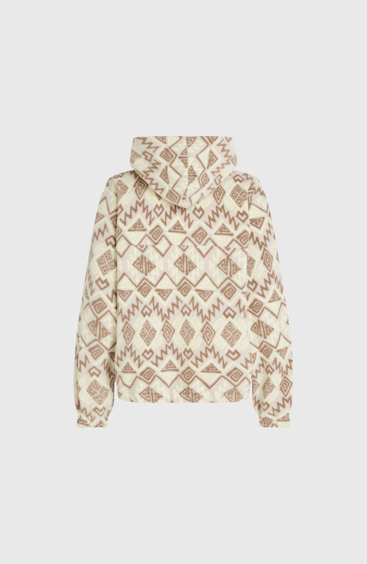 Superfleece Hoodie mit Halbreißverschluss | Grey Retro Ikat