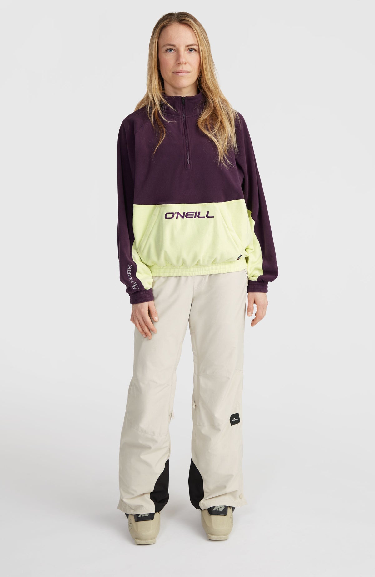 O'Riginals Polartec® 100 Fleecepullover mit Halbreißverschluss | Aubergine Colour Block