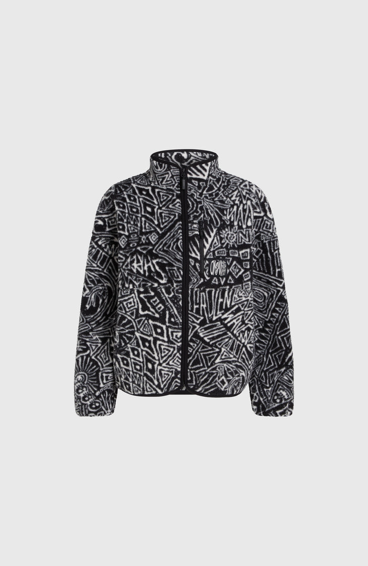 Flauschige Surf Heroes Fleecejacke | White/Black Sketcheritage