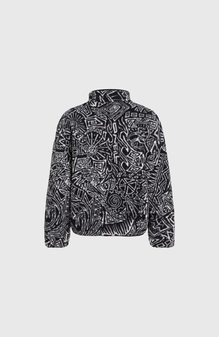 Flauschige Surf Heroes Fleecejacke | White/Black Sketcheritage