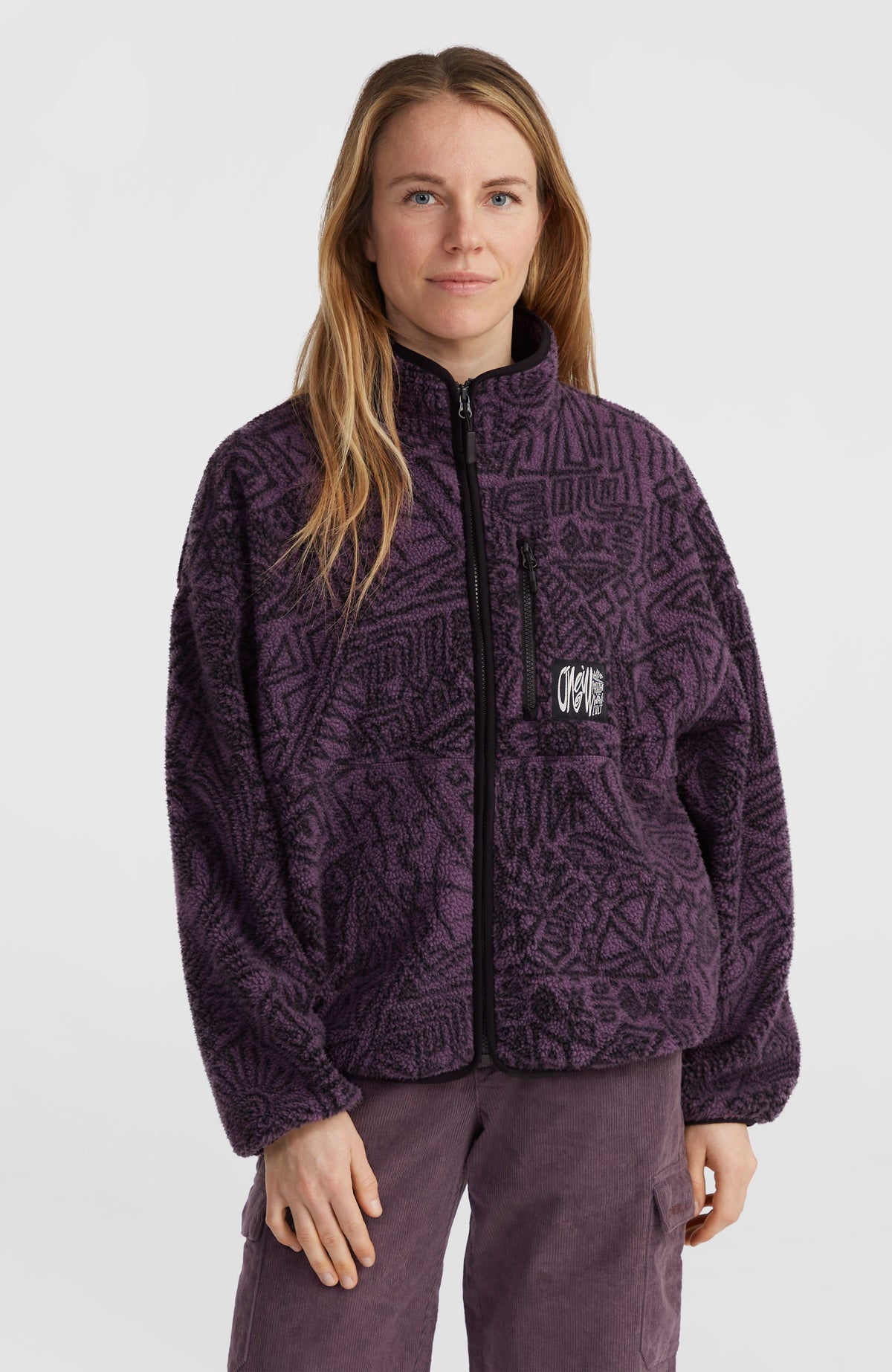 Flauschige Surf Heroes Fleecejacke | Black/Purple Sketcheritage