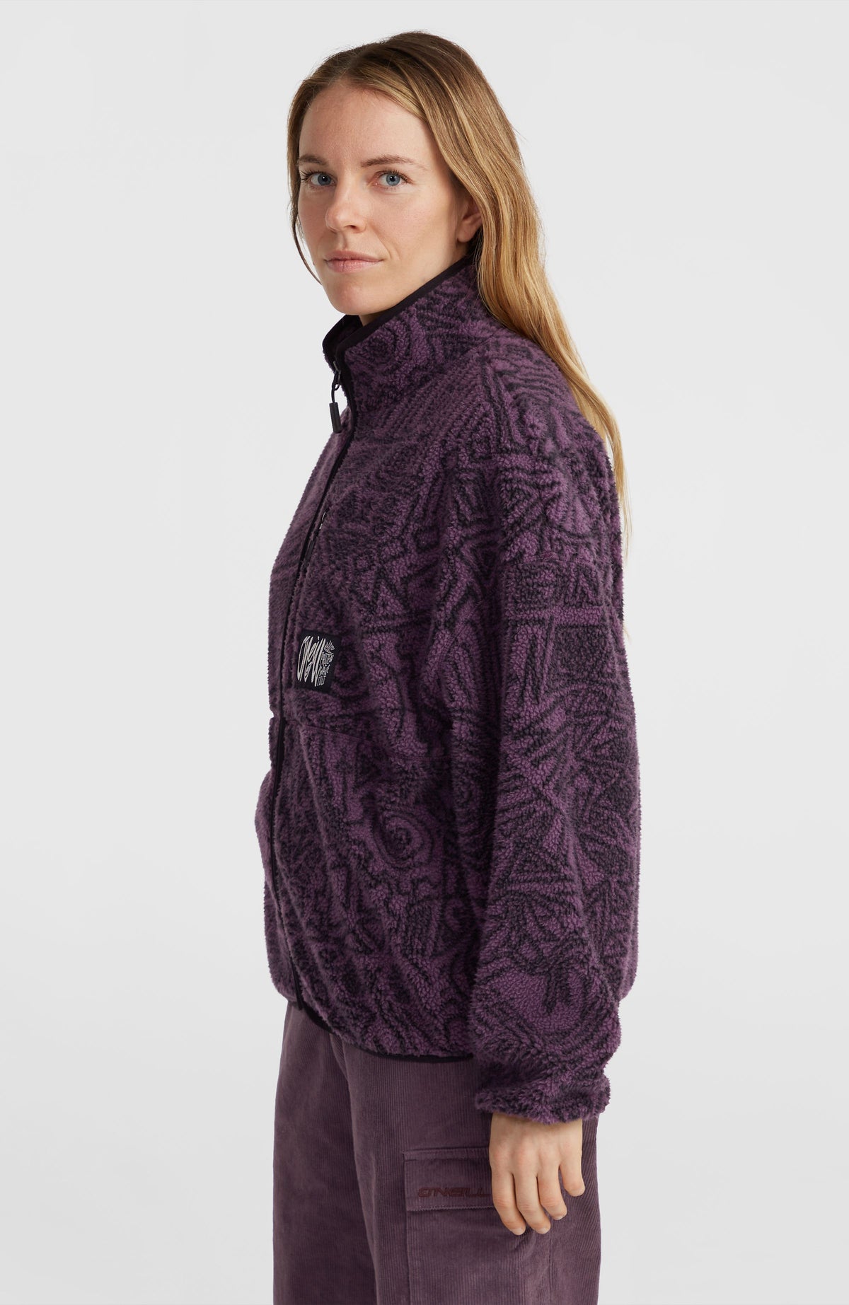 Flauschige Surf Heroes Fleecejacke | Black/Purple Sketcheritage