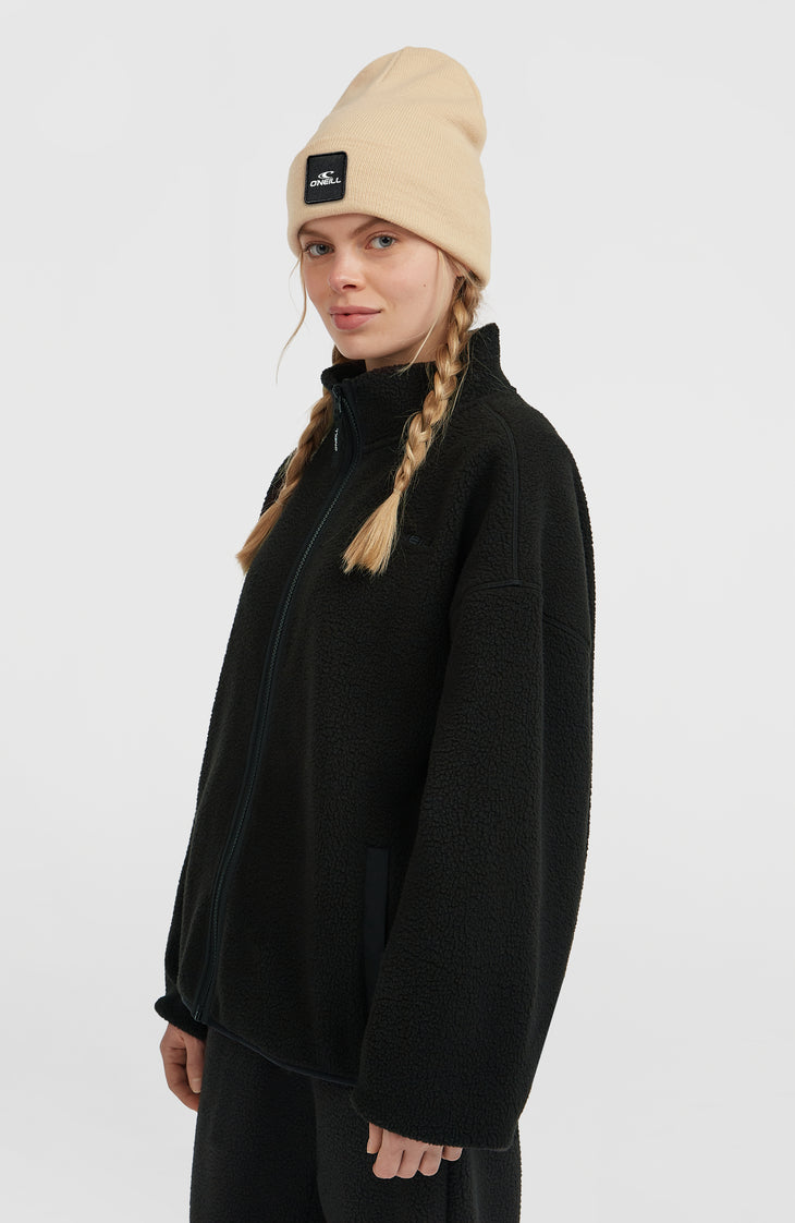 Flauschige Must-Have Fleecejacke mit Reißverschluss | Black Out