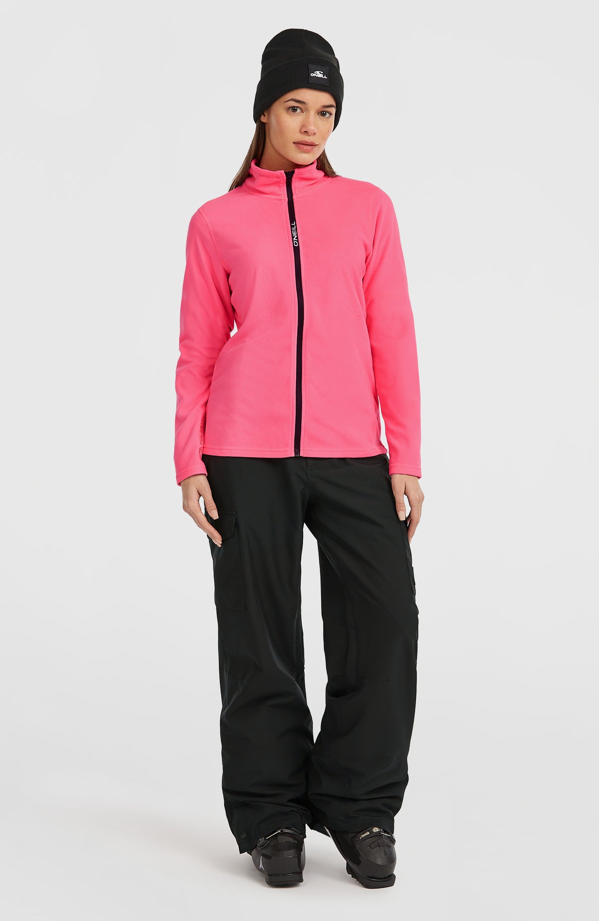FWC'Cruz Jack's Fleecejacke für Damen, pink, Ganzkörperansicht am Model von vorne