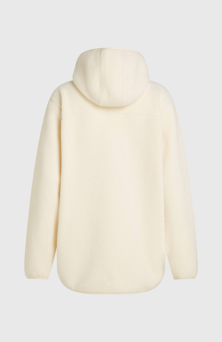 Must-Have Long High-Pile Fleecejacke mit durchgehendem Reißverschluss | Linen White