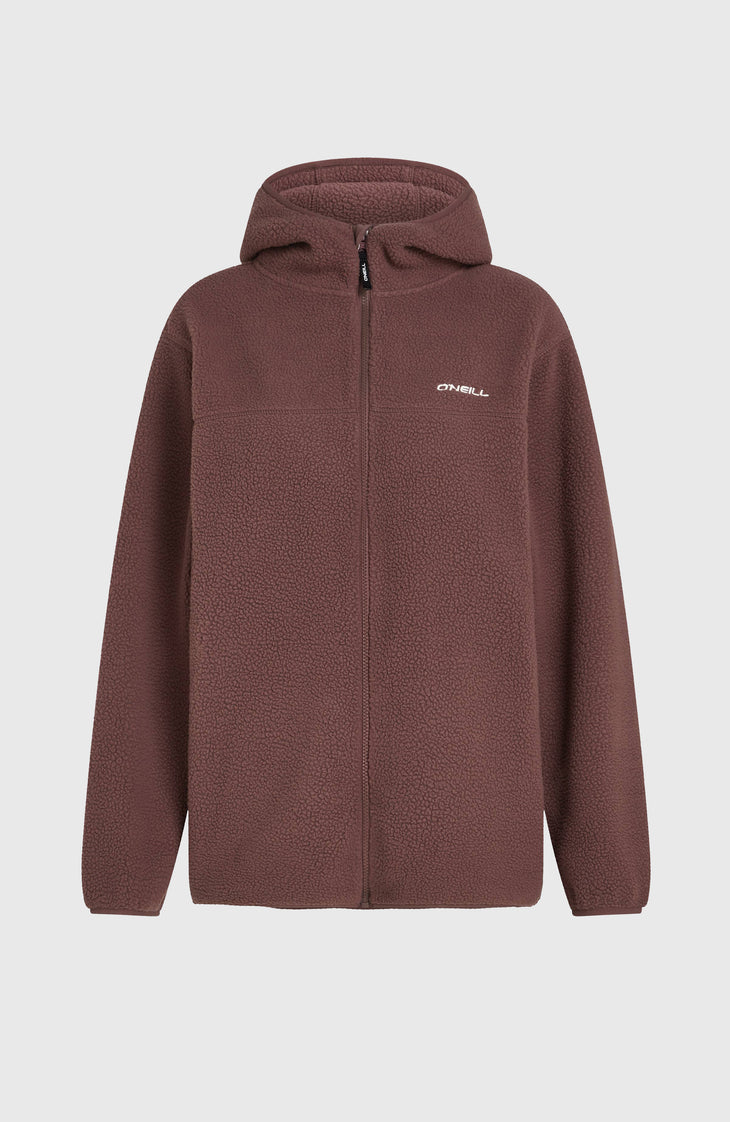 Must-Have Long High-Pile Fleecejacke mit durchgehendem Reißverschluss | Purple Gray