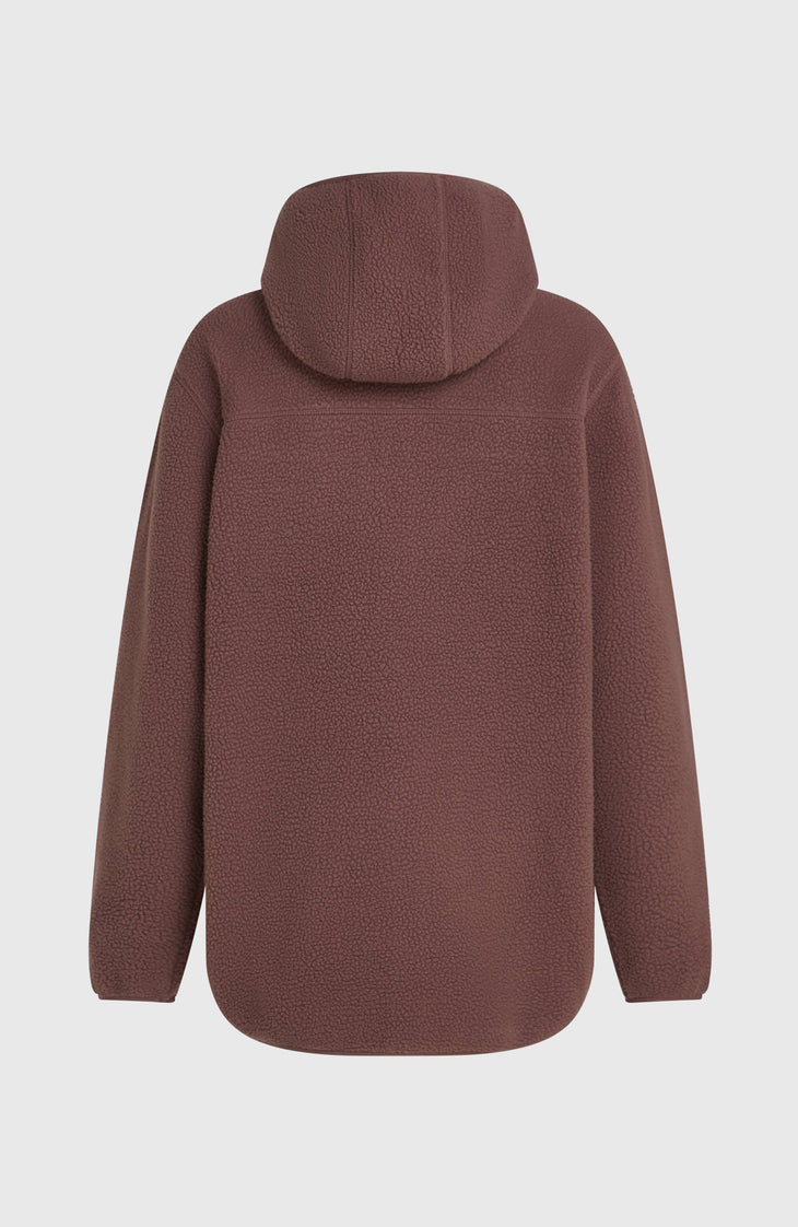 Must-Have Long High-Pile Fleecejacke mit durchgehendem Reißverschluss | Purple Gray