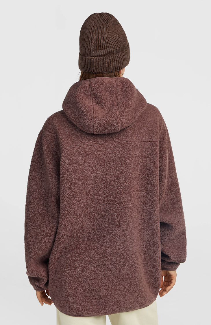 Must-Have Long High-Pile Fleecejacke mit durchgehendem Reißverschluss | Purple Gray