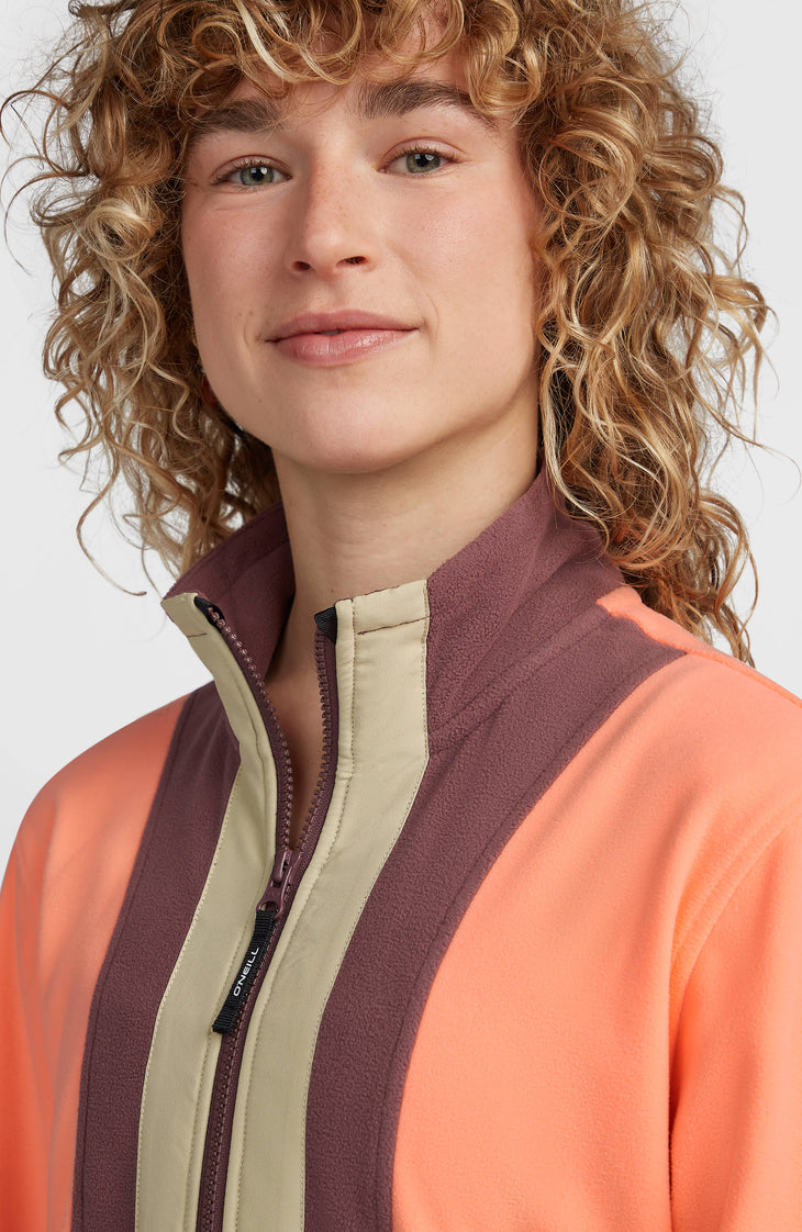FWC'Cruz Triple Polartec® Fleecepullover mit Halbreißverschluss | Funky Peach Colour Block