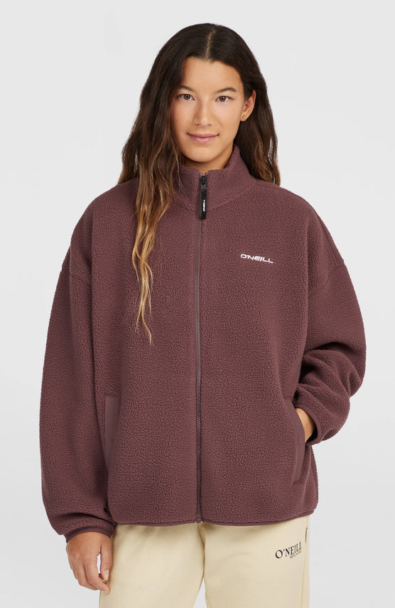 Flauschige Must-Have Fleecejacke mit Reißverschluss | Purple Gray