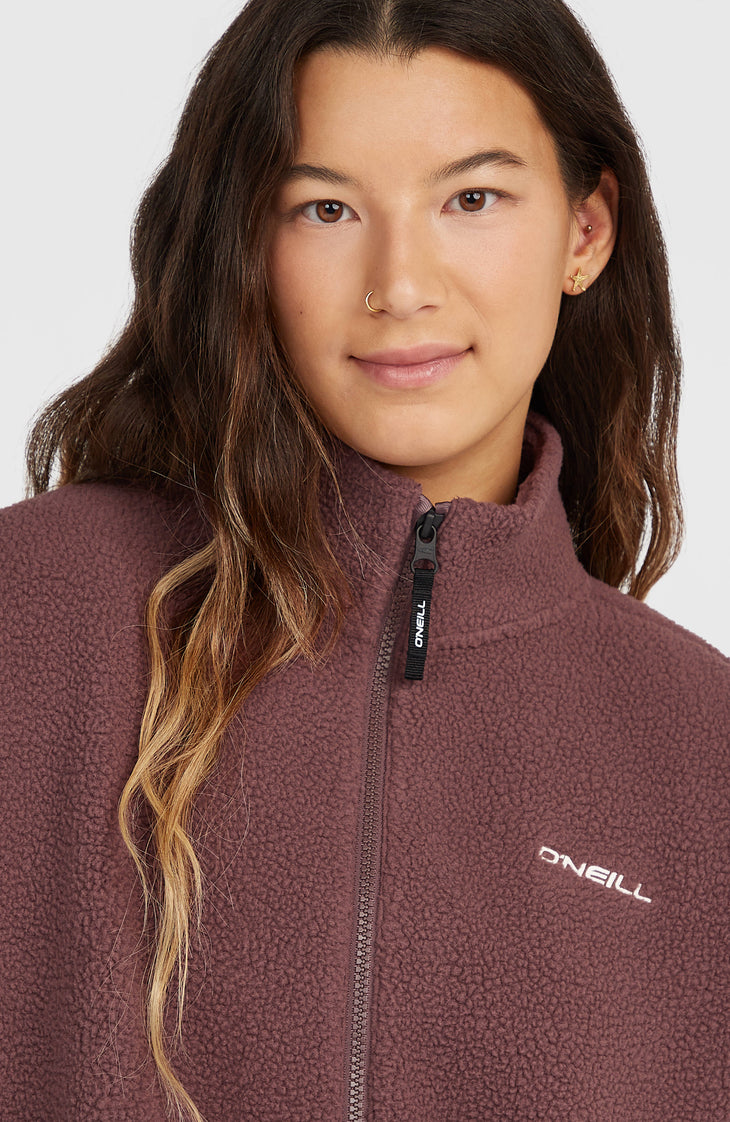 Flauschige Must-Have Fleecejacke mit Reißverschluss | Purple Gray