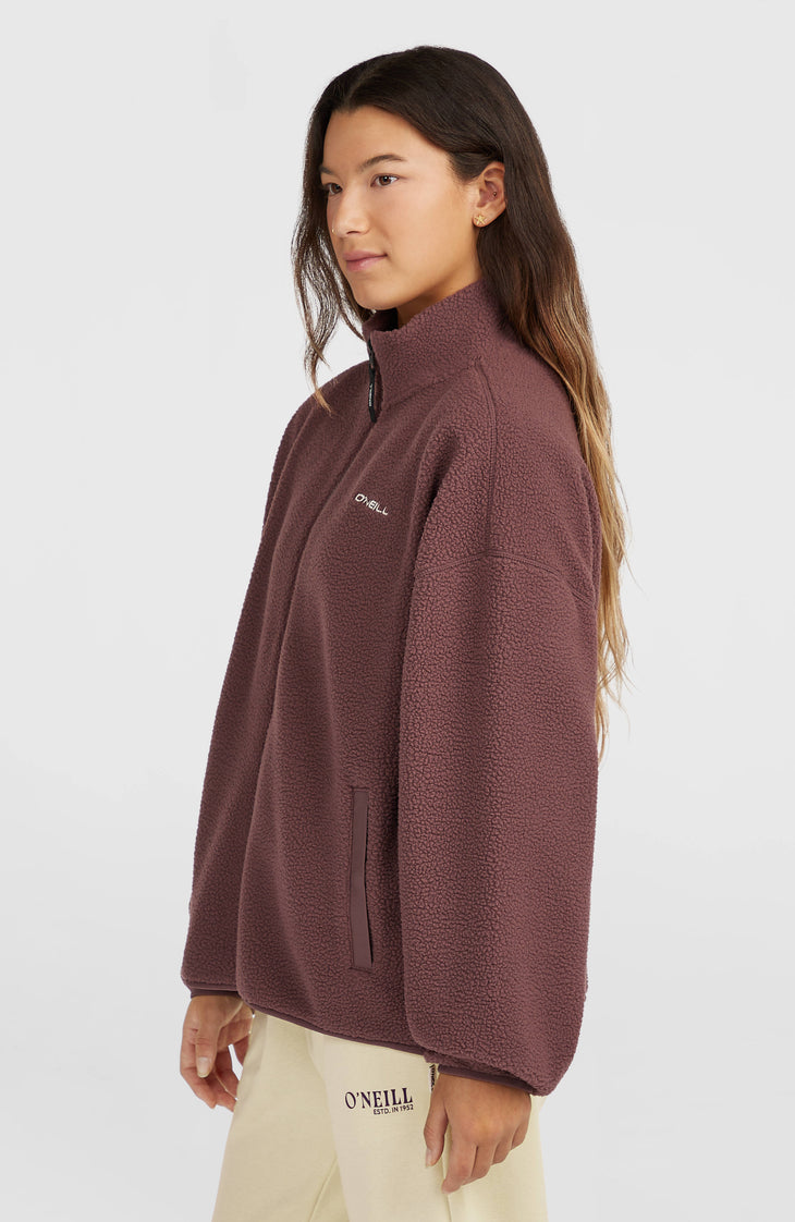 Flauschige Must-Have Fleecejacke mit Reißverschluss | Purple Gray