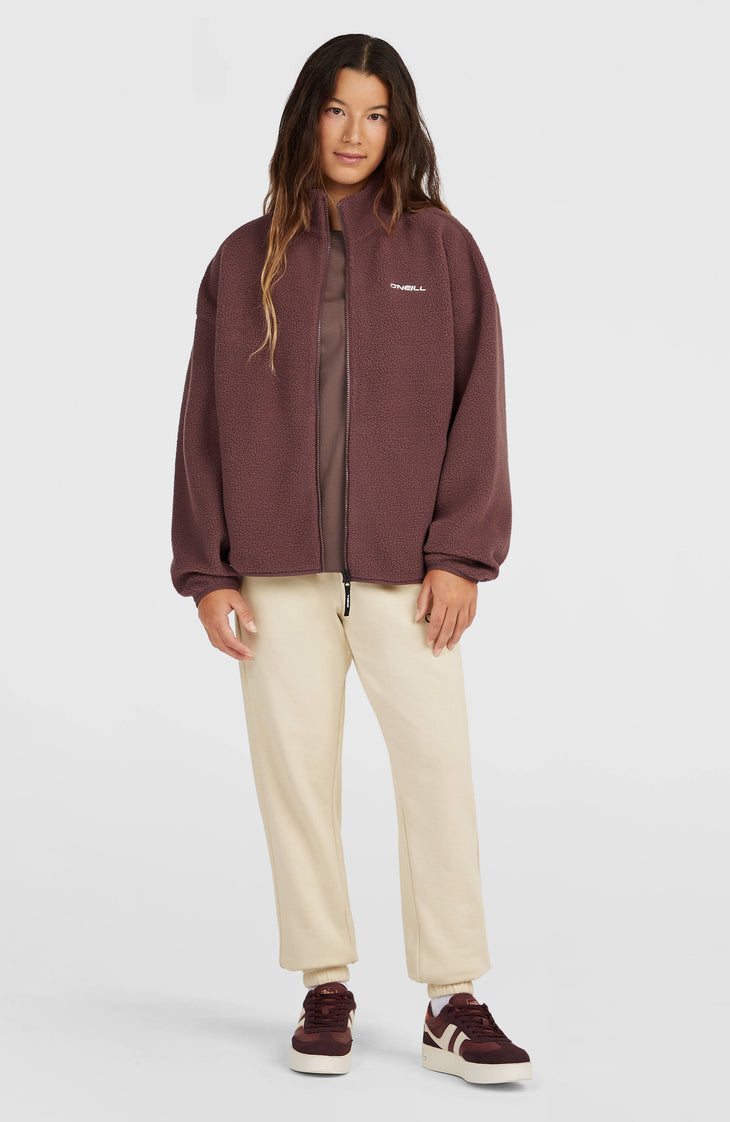 Flauschige Must-Have Fleecejacke mit Reißverschluss | Purple Gray