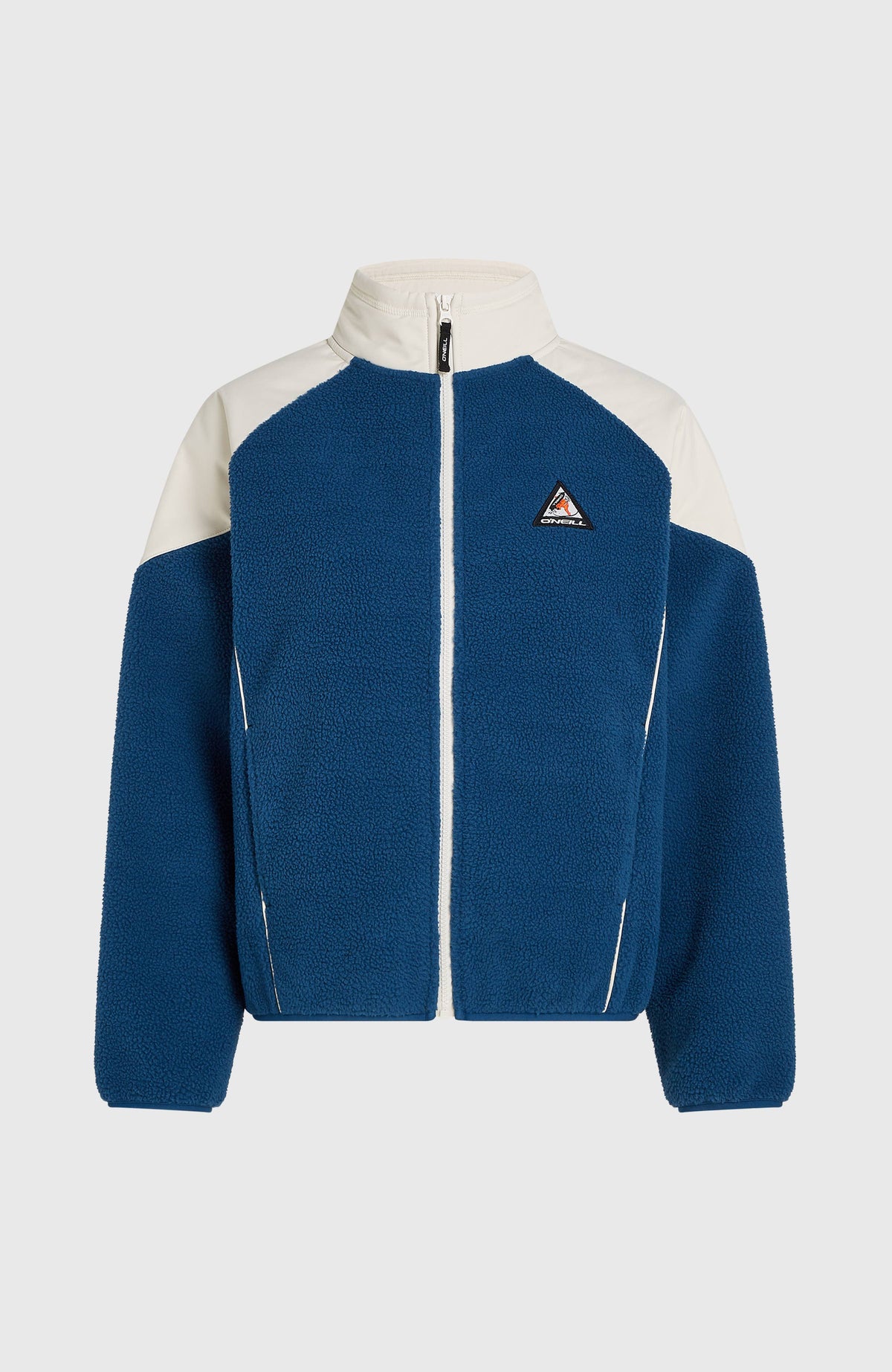 FWC'Play Hyperfleece Pullover für Damen, Weiß-Mix, freigestellt von vorne mit Stehkragen und Reißverschluss