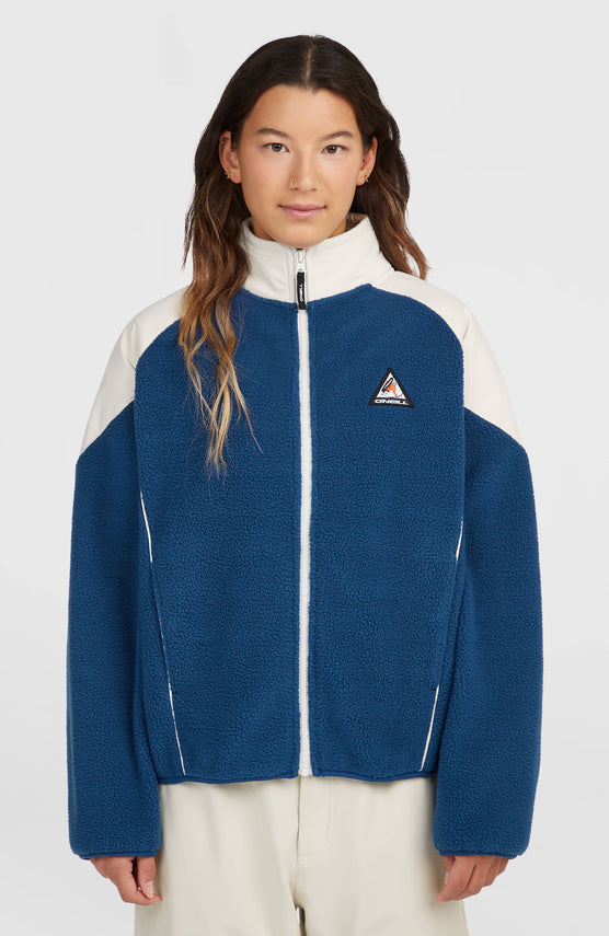 FWC'Play Hyperfleece Pullover mit durchgehendem Reißverschluss | Linen White Colour Block