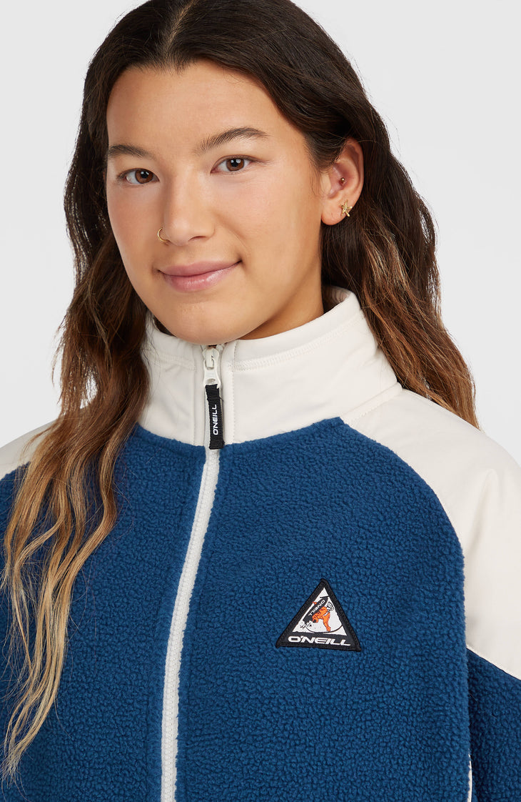FWC'Play Hyperfleece Pullover mit durchgehendem Reißverschluss | Linen White Colour Block