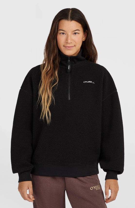 Must-Have Fleecepullover mit Halbreißverschluss | Black Out