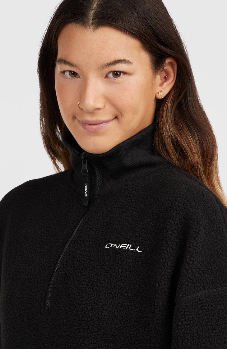 Must-Have Fleecepullover mit Halbreißverschluss | Black Out