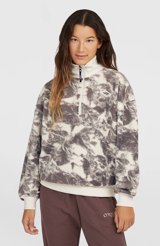 Must-Have Fleecepullover mit Halbreißverschluss | Grey Mountain Landscape