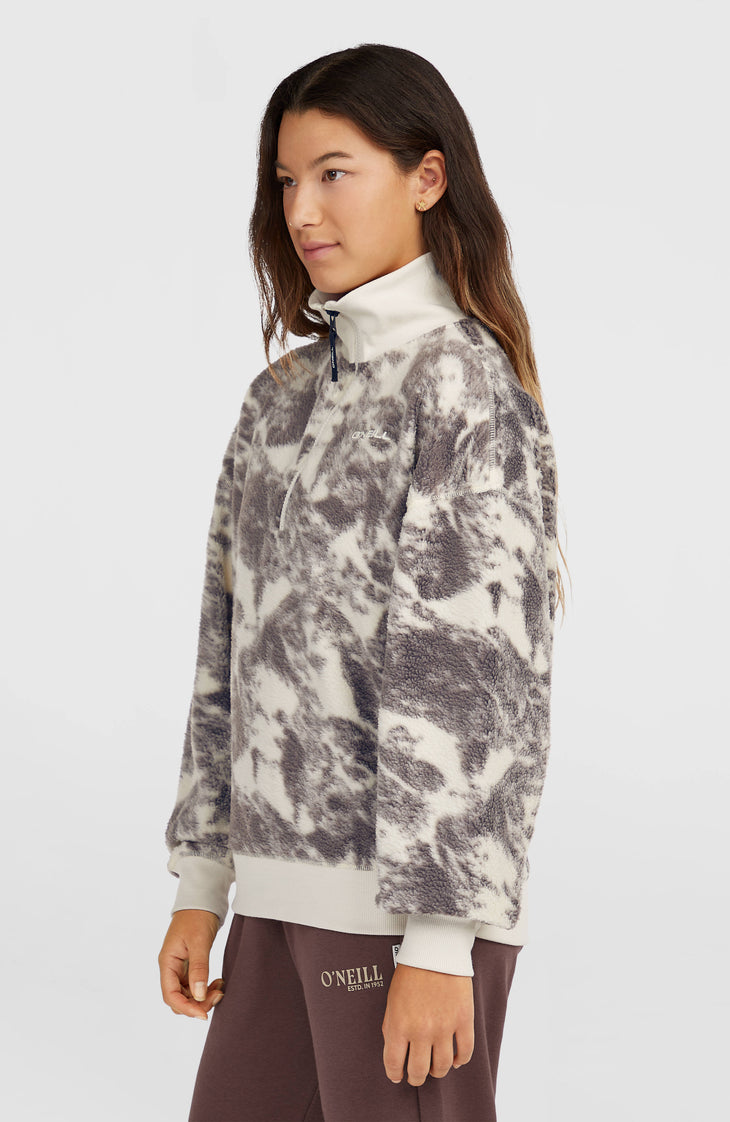 Must-Have Fleecepullover mit Halbreißverschluss | Grey Mountain Landscape