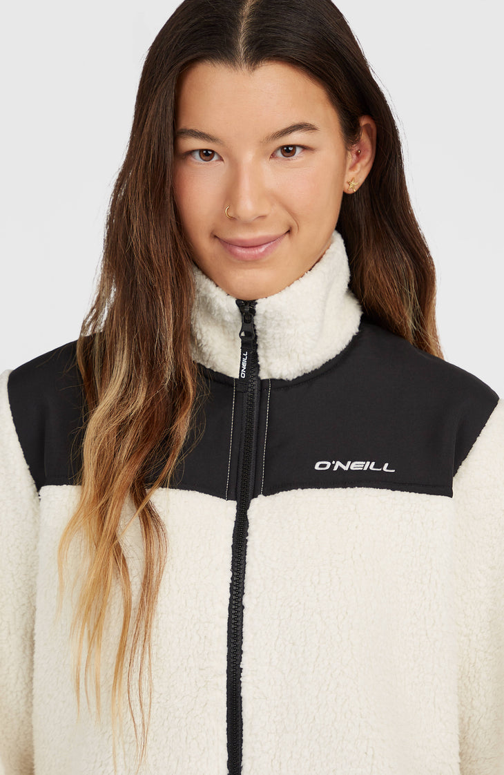 FWC'Cruz Fuzzy Fleecejacke mit Reißverschluss | Linen White Colour Block