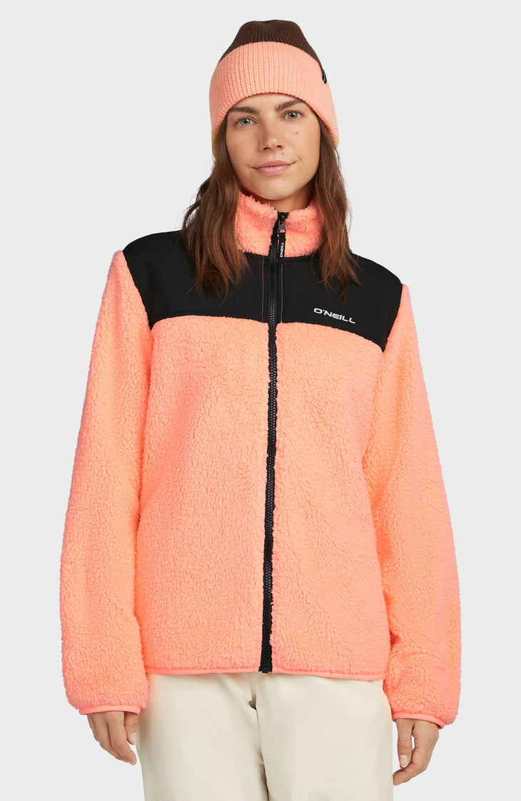 FWC'Cruz Fuzzy Fleecejacke mit Reißverschluss | Funky Peach Colour Block