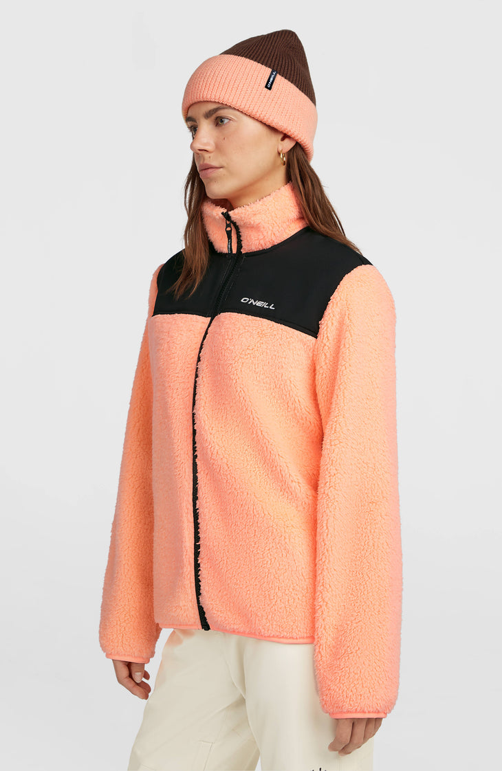 FWC'Cruz Fuzzy Fleecejacke mit Reißverschluss | Funky Peach Colour Block