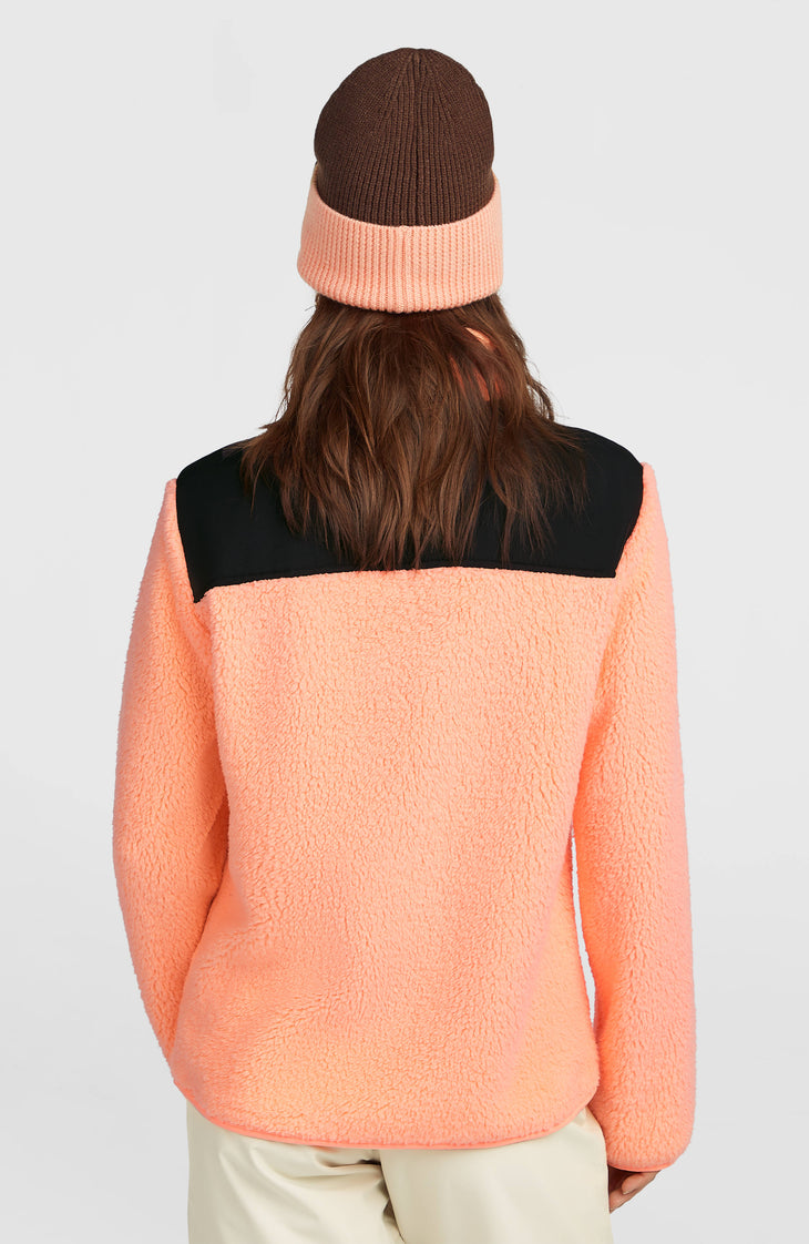 FWC'Cruz Fuzzy Fleecejacke mit Reißverschluss | Funky Peach Colour Block