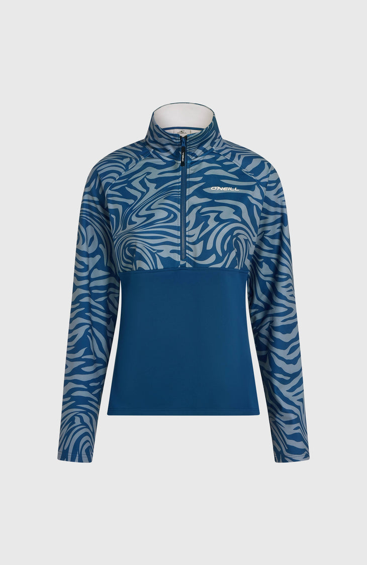 FWC'Cruz Printed Fleecepullover mit Halbreißverschluss | Blue Swirl Zebra