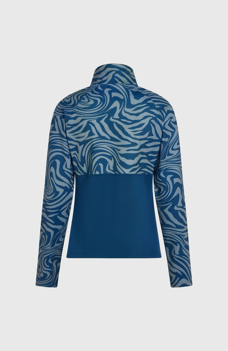 FWC'Cruz Printed Fleecepullover mit Halbreißverschluss | Blue Swirl Zebra