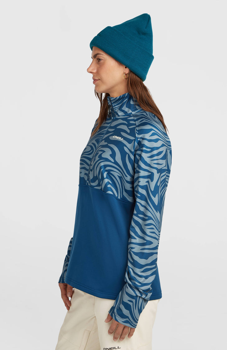 FWC'Cruz Printed Fleecepullover mit Halbreißverschluss | Blue Swirl Zebra