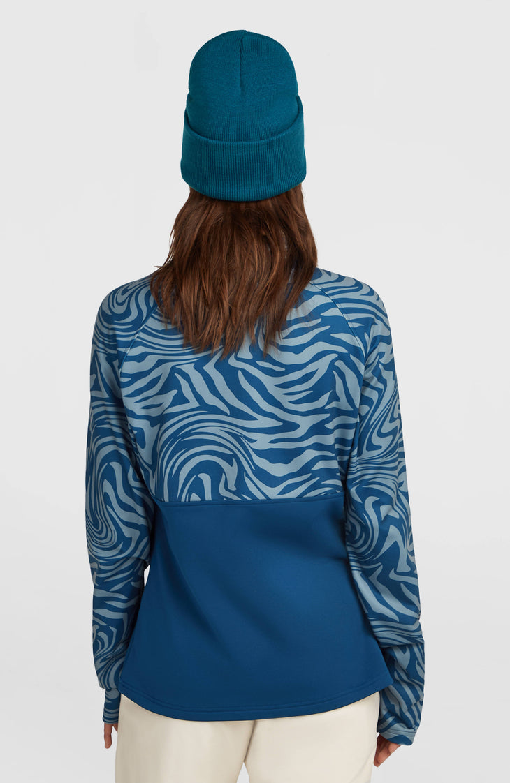 FWC'Cruz Printed Fleecepullover mit Halbreißverschluss | Blue Swirl Zebra