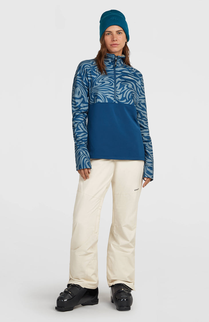 FWC'Cruz Printed Fleecepullover mit Halbreißverschluss | Blue Swirl Zebra
