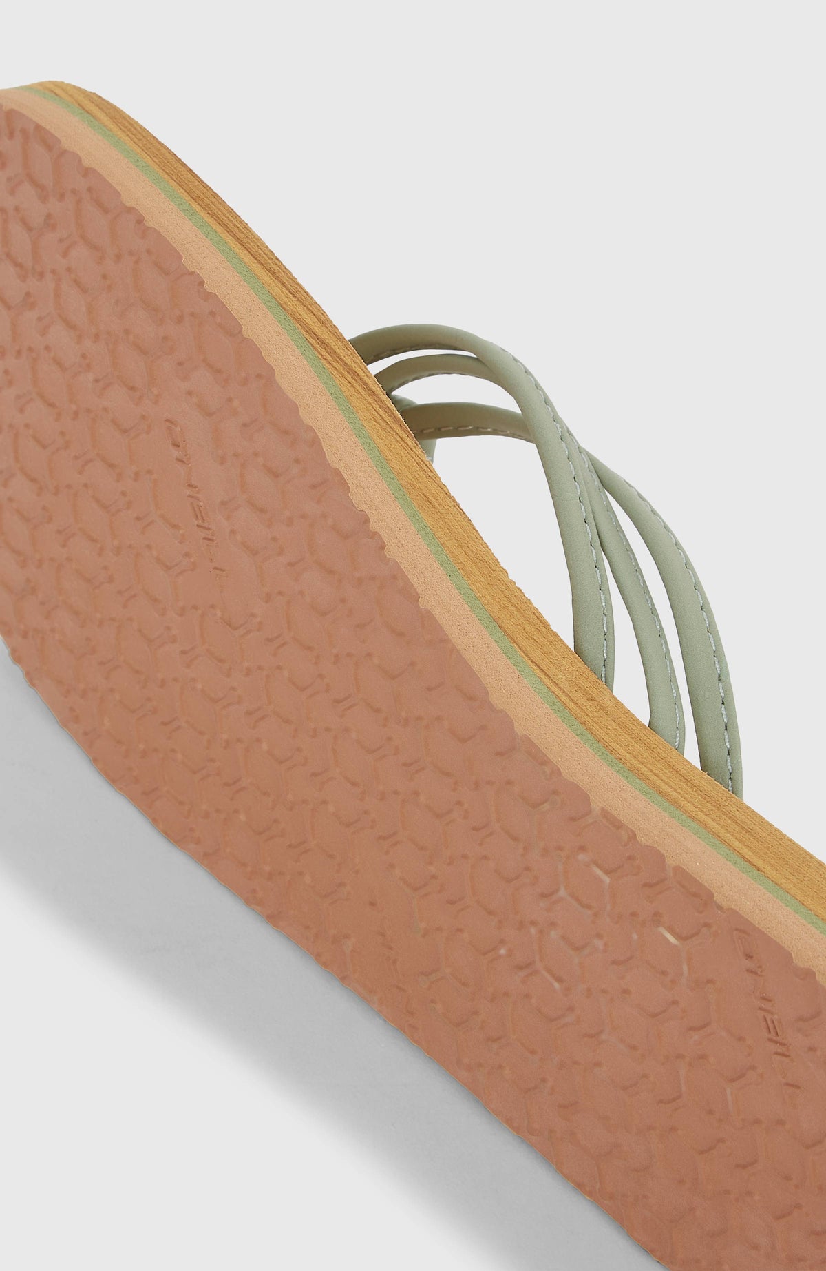 Ditsy Sandalen für Damen, grün, Nahaufnahme der strukturierten Laufsohle mit dezentem Profil und Logo-Prägung