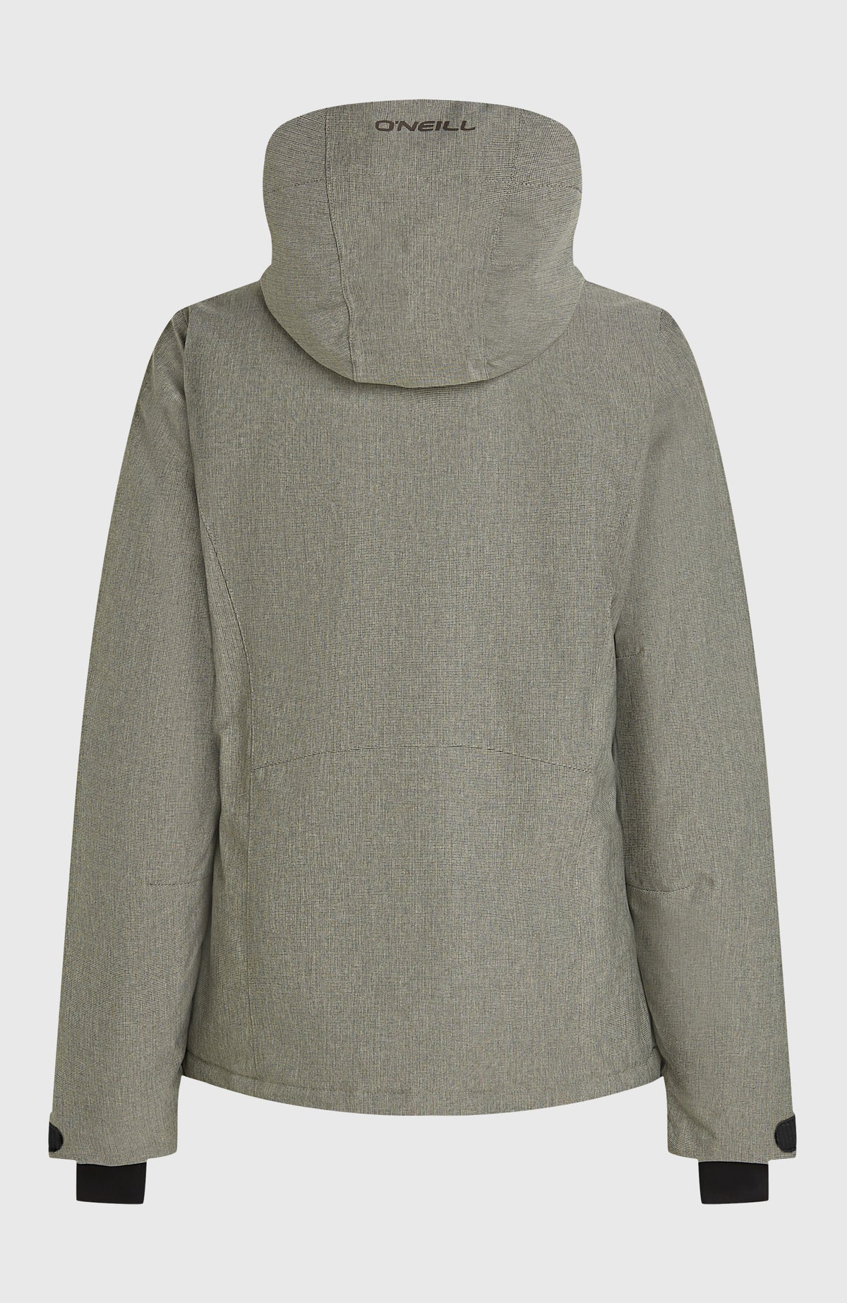 FWC'Cruz Melange Skijacke für Damen, beige, freigestellt von hinten mit Kapuze und Marken-Schriftzug