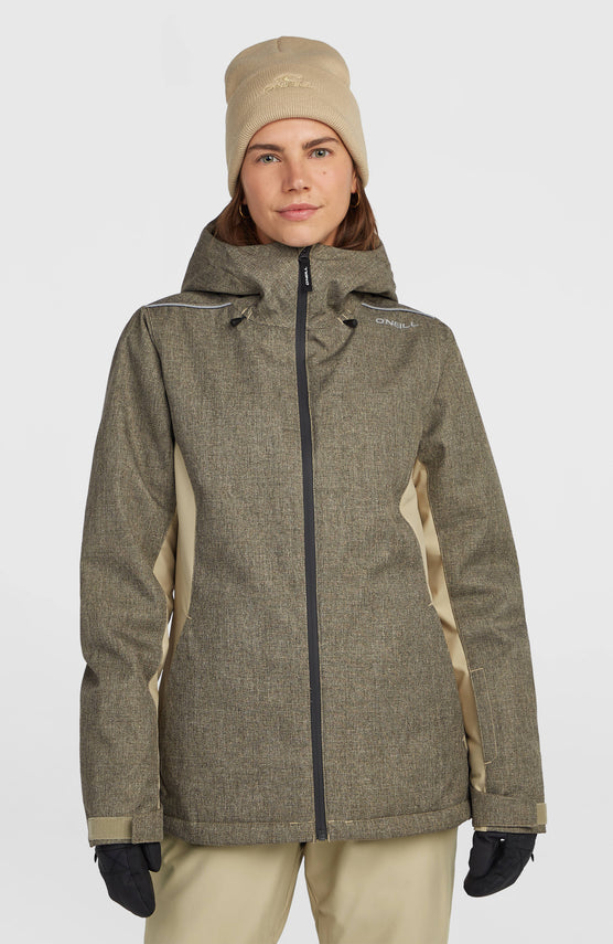 O'Neill FWC'Cruz Melange Skijacke für Damen in Beige, Vorderansicht am Model