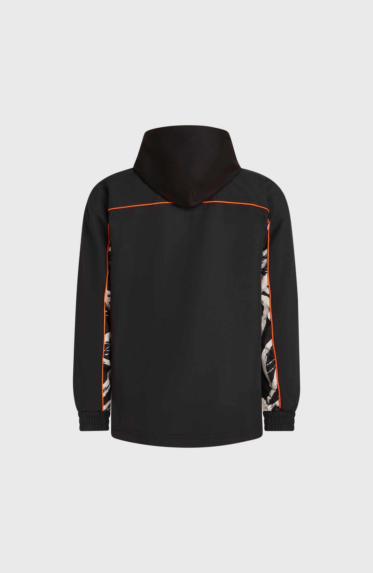 FWC'Play Shacket Ski- und Snowboardjacke für Damen, schwarz, freigestellt von hinten mit Kapuze und Paspel