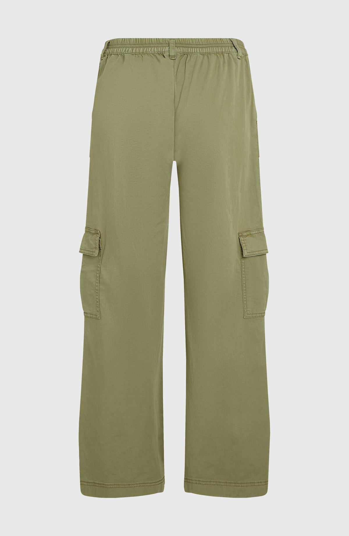 Brexton Cargohose für Damen, grün, freigestellt von hinten mit gerafftem elastischem Bund