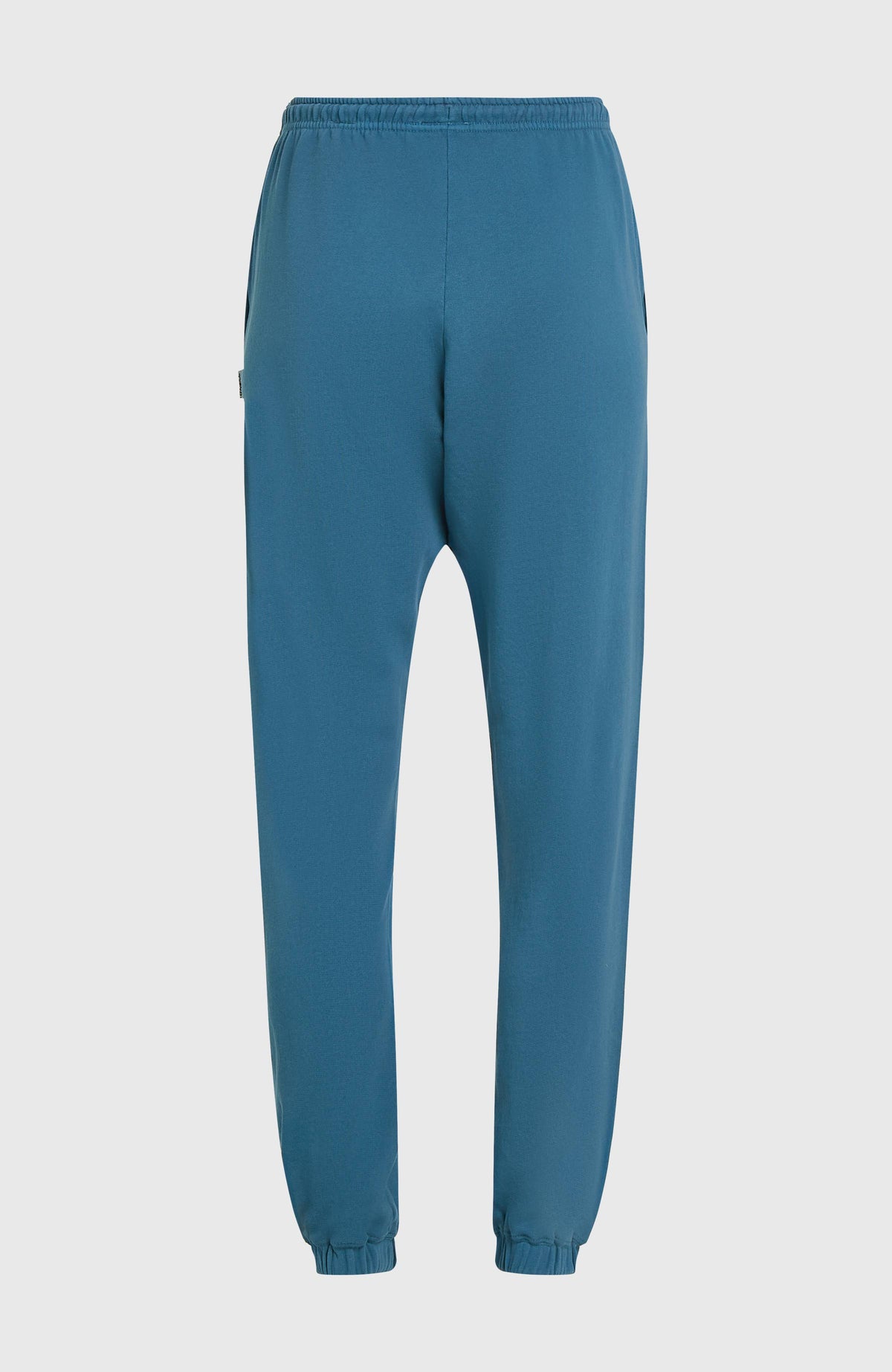 Beach Vintage Jogginghose für Damen, blau, freigestellt von hinten, elastischer Hosenbund