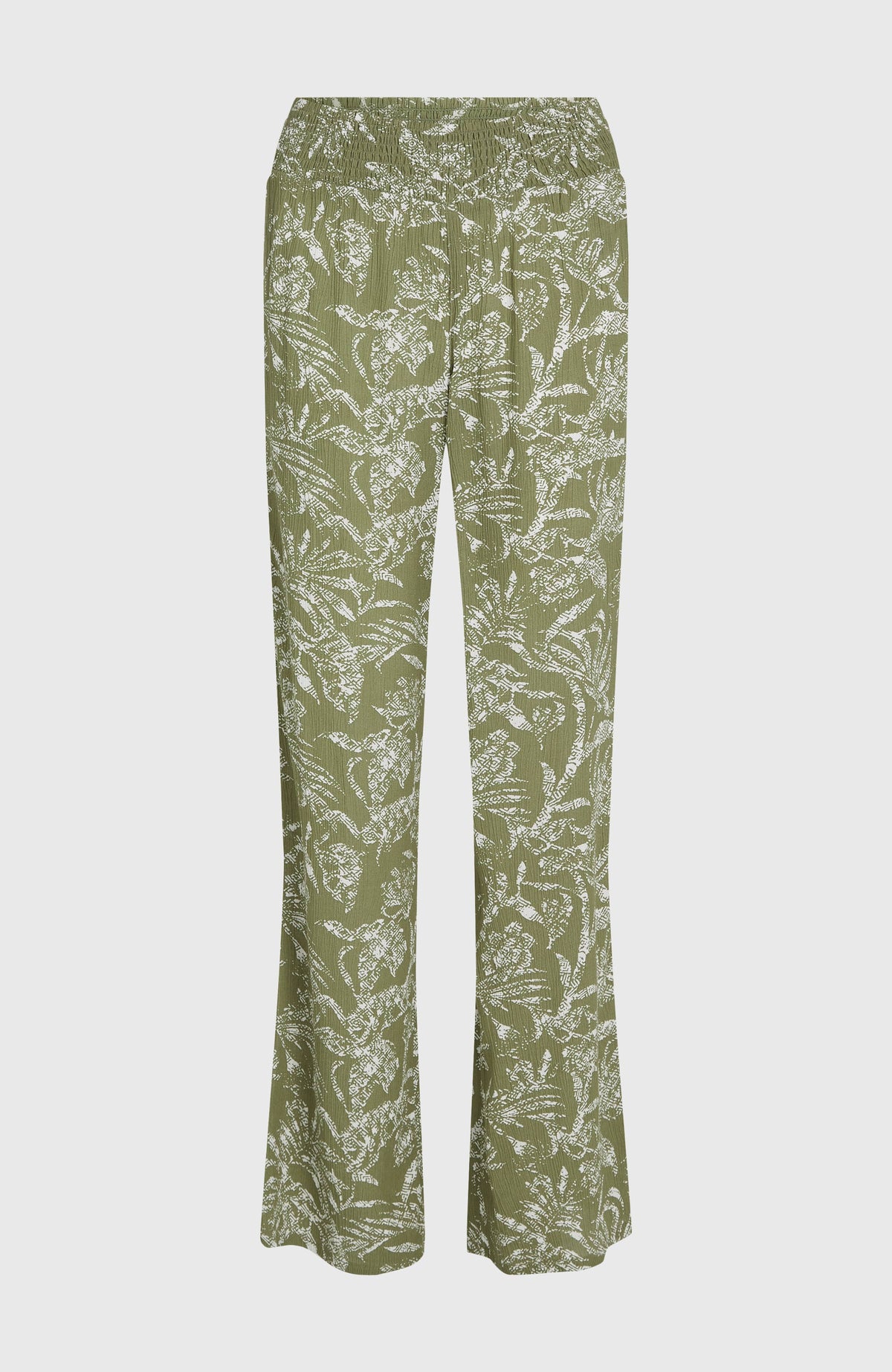 Johnny Smocked Waist Hose | Green Textured Jungle