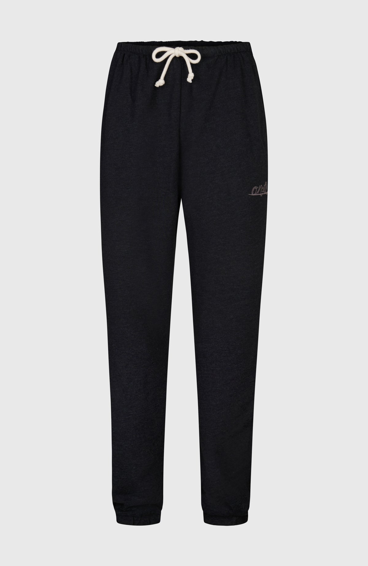 O'Neill Essentials O'Neill Script Jogginghose für Damen, schwarz, flach liegend von vorne, Kordelzug am Bund