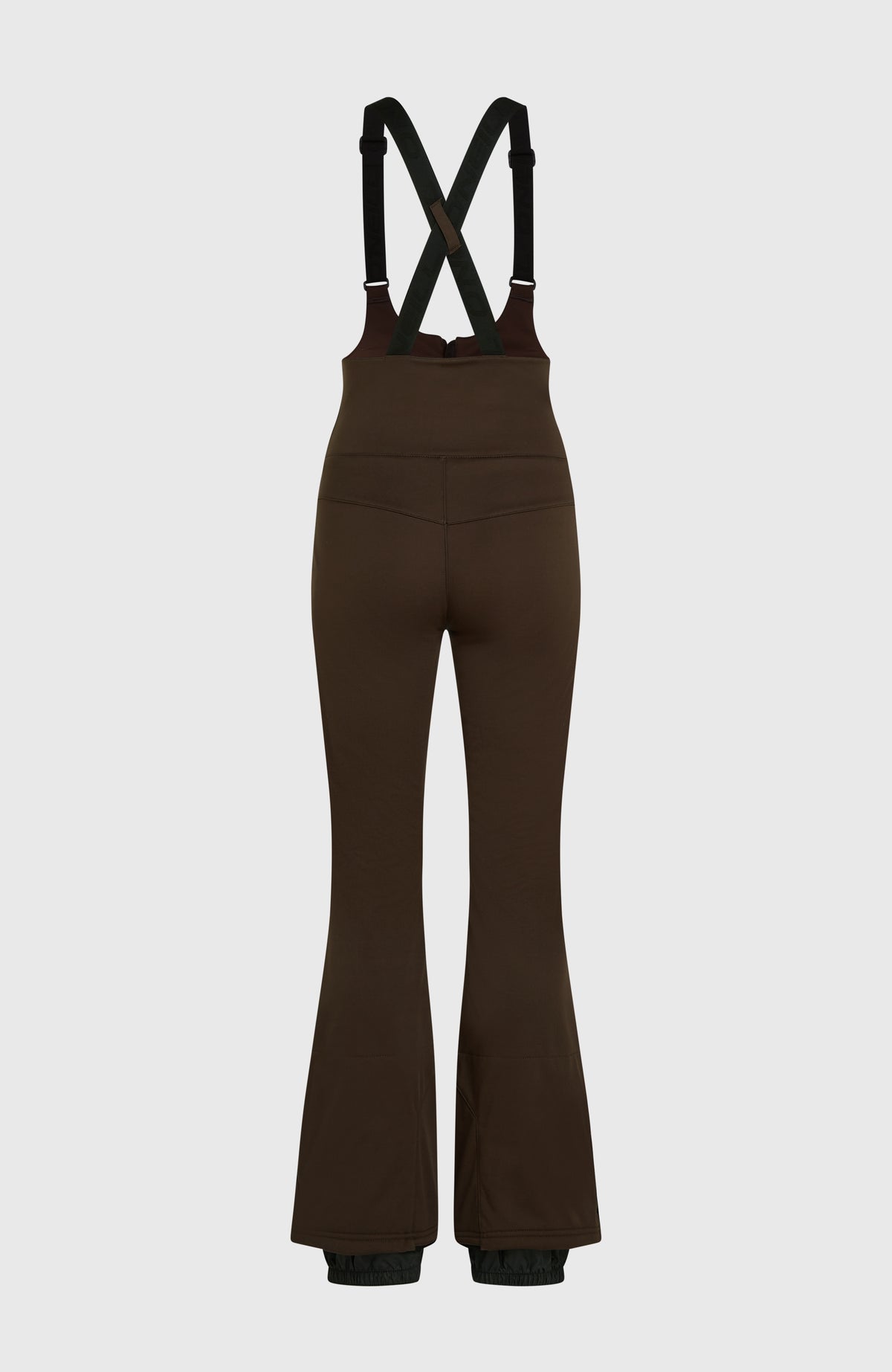 FWC'Cruz Softshell-Skihose mit Trägern für Damen, braun, freigestellt von hinten mit gekreuzten Trägern